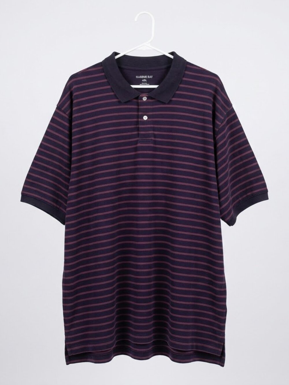 Men’s 6XL Multi-Striped Harbor Bay Polo Shirt Navy/Purple  Short Sleeve